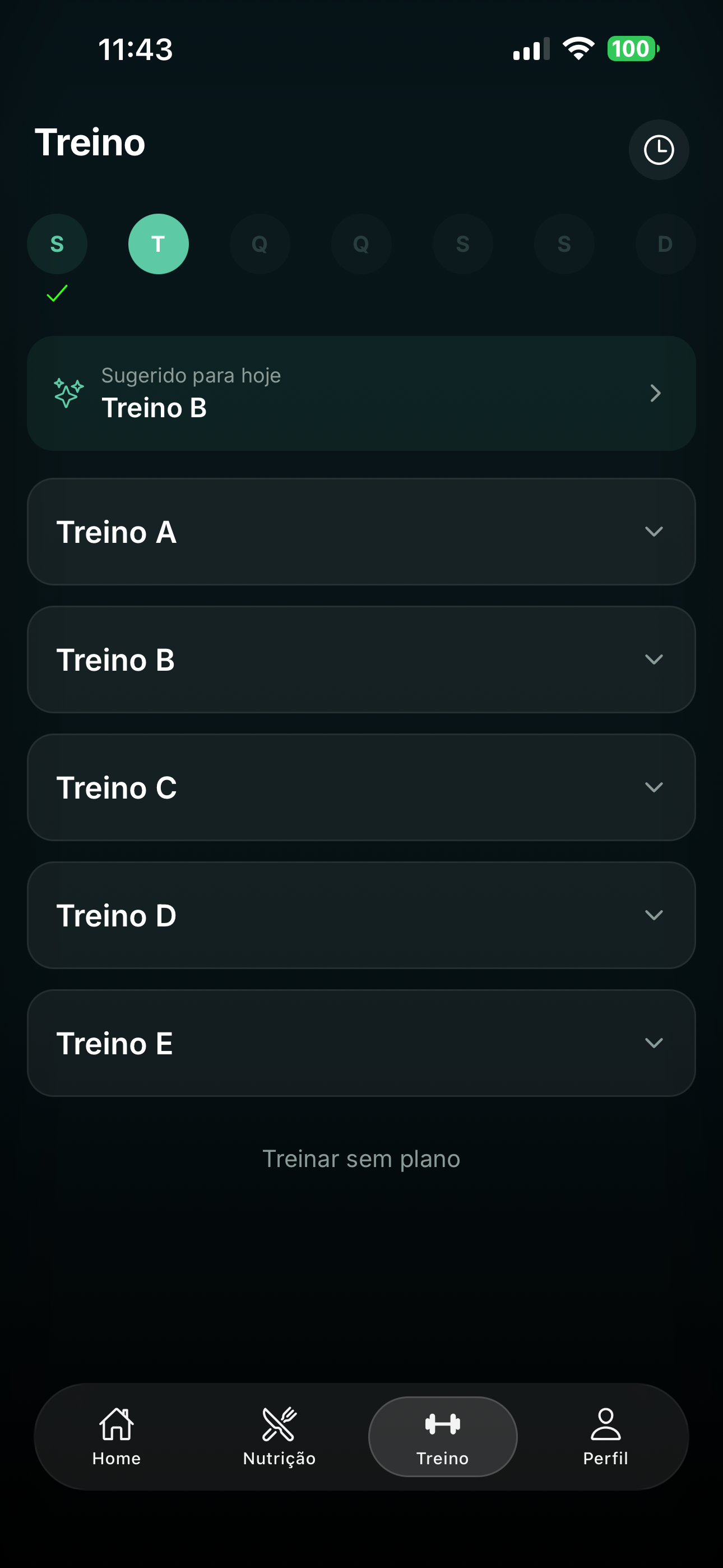 Iniciar treino — passo 1