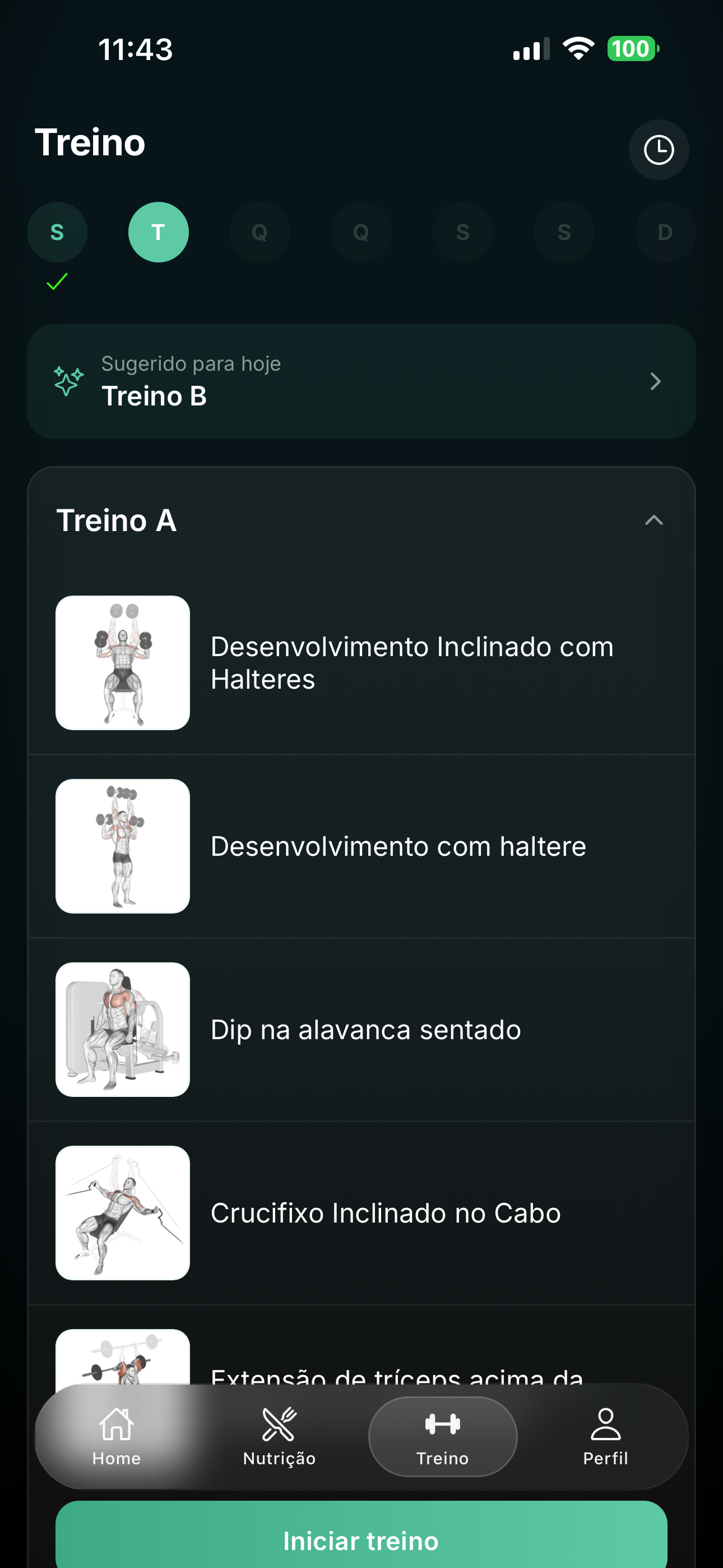 Iniciar treino — passo 2