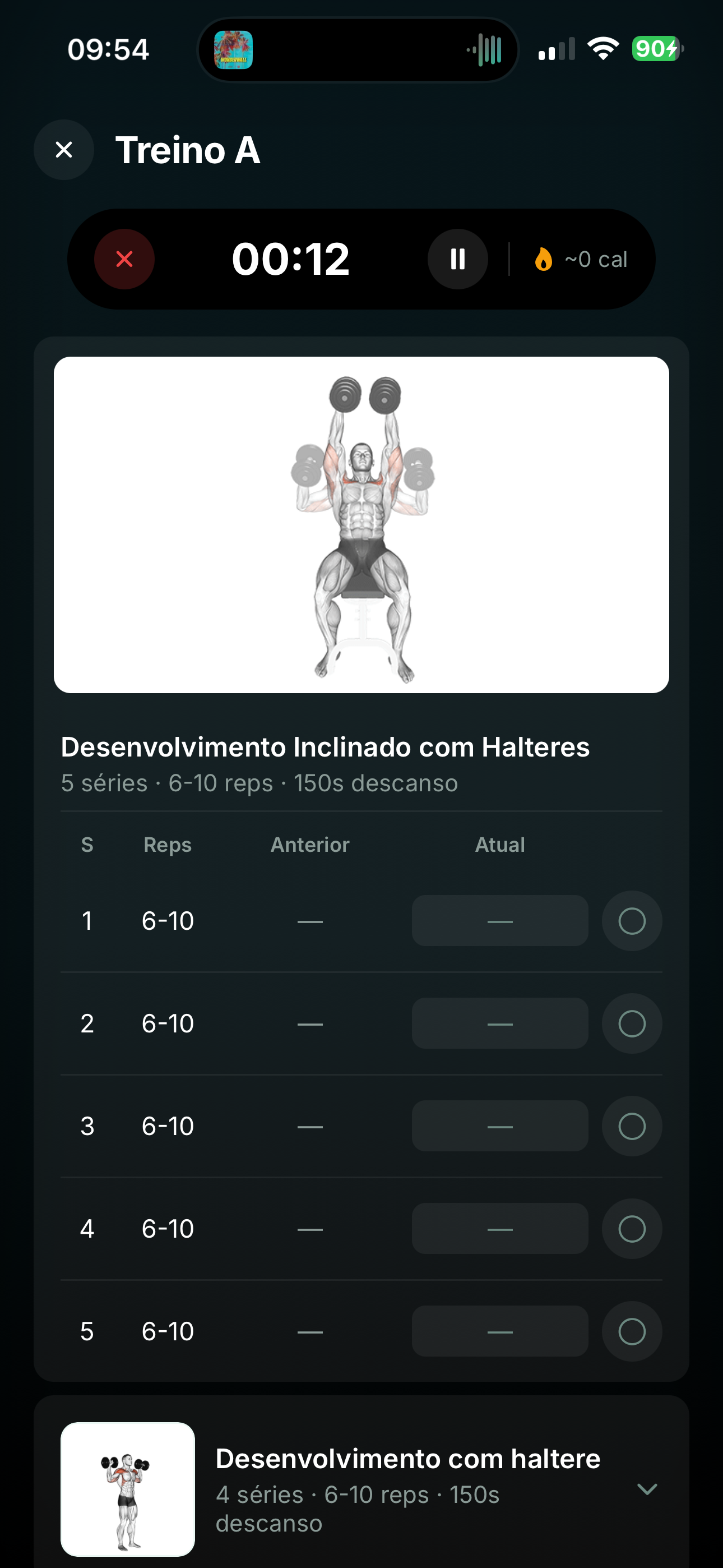 Iniciar treino — passo 4