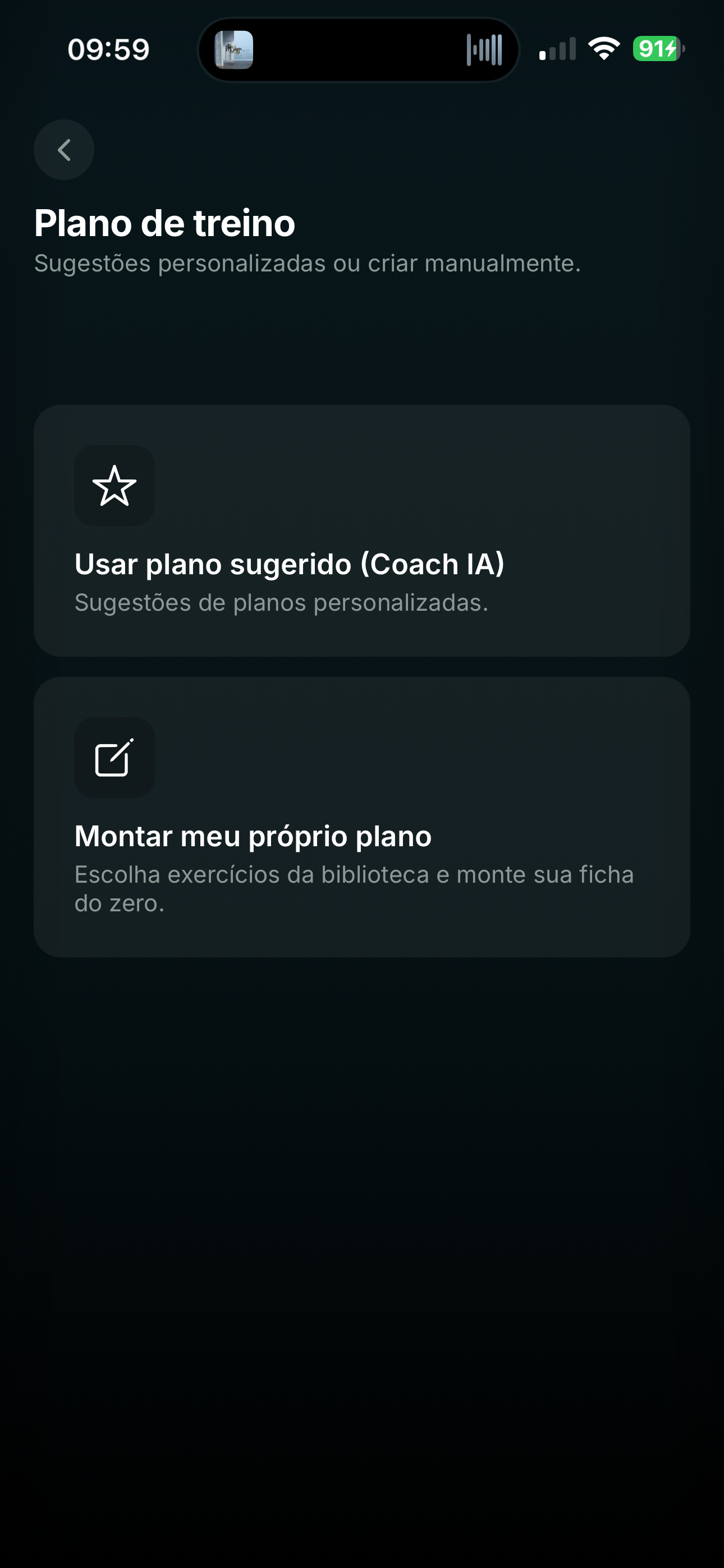 Plano de treino — fichas