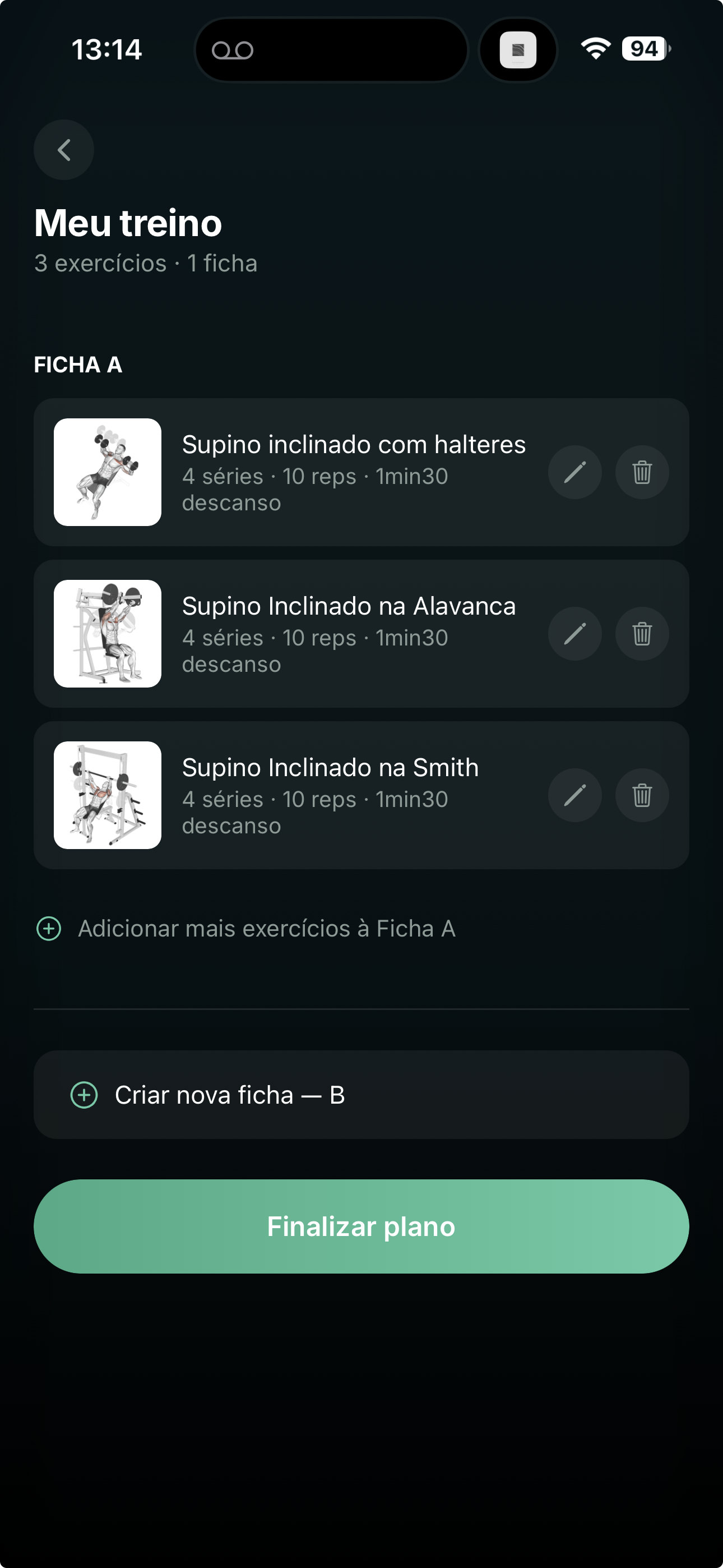 Plano de treino — passo 4