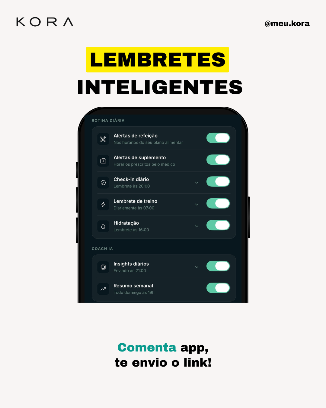 Tela de lembretes