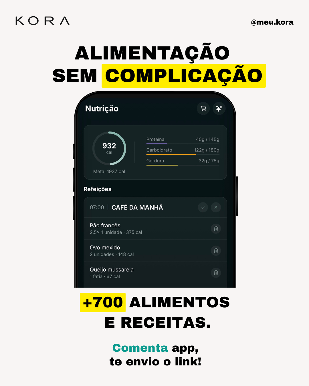 Tela de nutrição